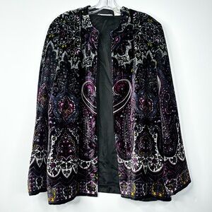 Laura Ashley Paisley Velvet Vintage Boho Jacket Blazer Top